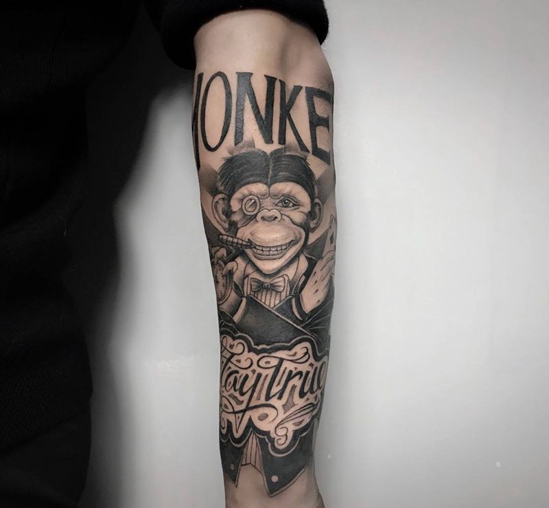 Money【根作品】纹身图片_手臂New School猴子猩猩纹身图案
