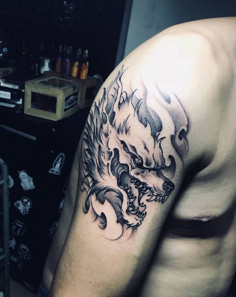 狼头纹身图片