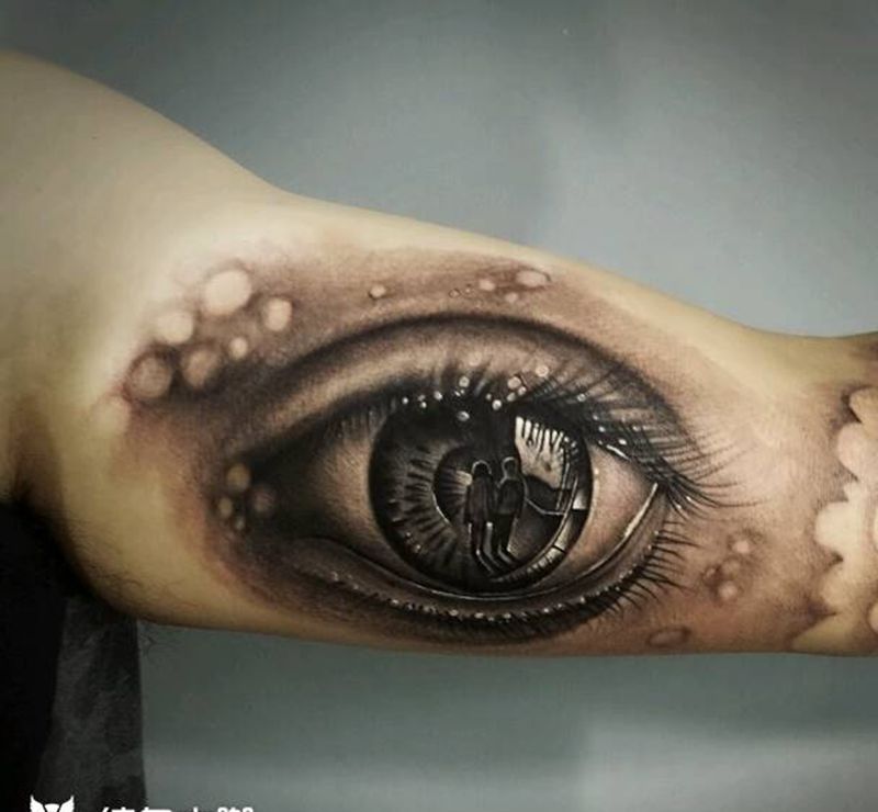 写实眼睛 【根作品】纹身图片_手臂写实静物眼睛成品纹身图案