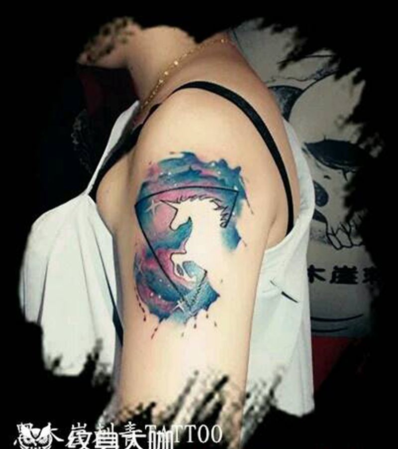 星空独角兽纹身图片