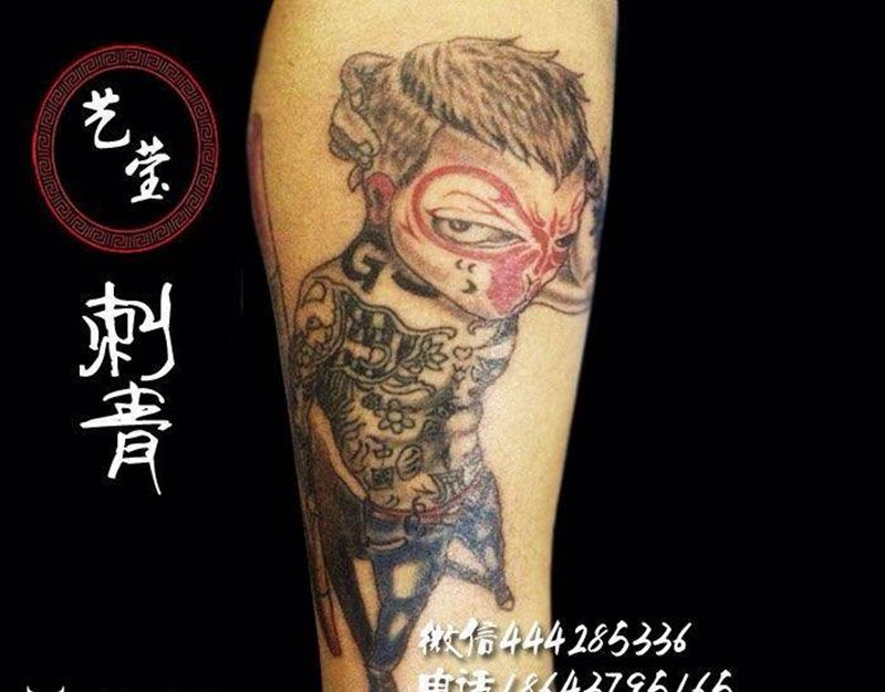 社会猴纹身图片_成品腿部欧美鬼神动物纹身图案