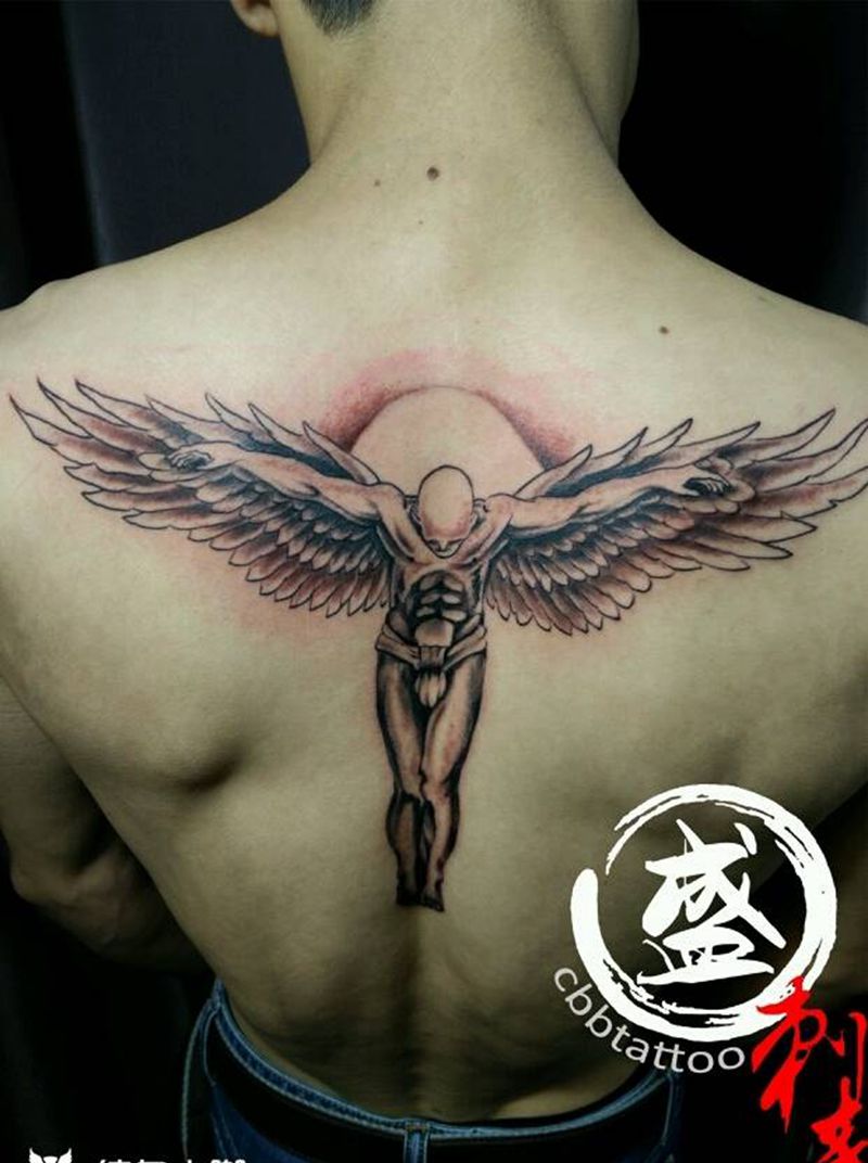 同款纹身图片_背部传统人物成品纹身图案