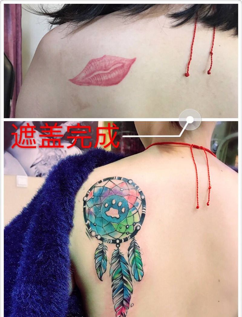 风铃遮盖纹身图片