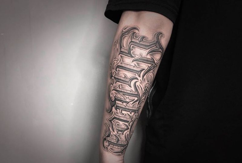 原创奇卡诺【根作品】纹身图片_手臂花体字原创奇卡诺纹身图案