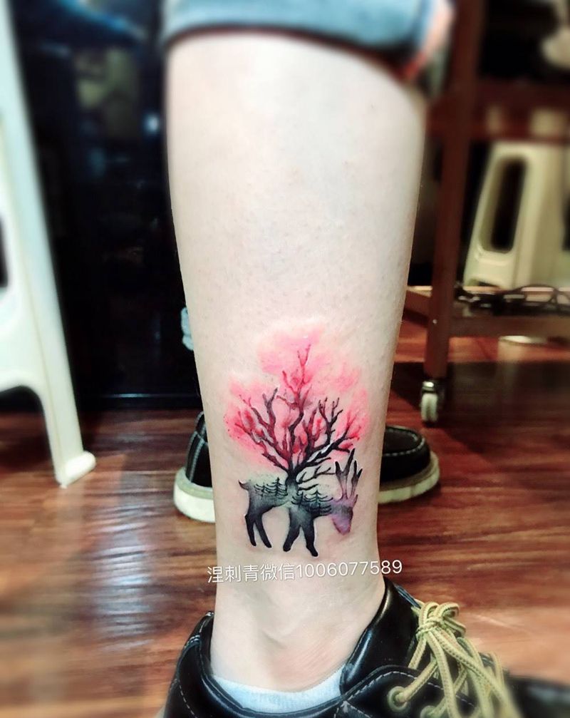 小鹿小清新纹身图片