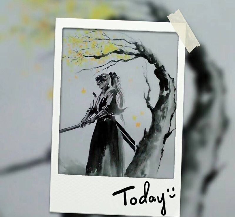 浪人纹身图片_成品腿部国画人物纹身图案