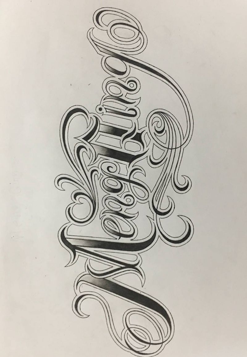 奇卡诺字母设计纹身图片