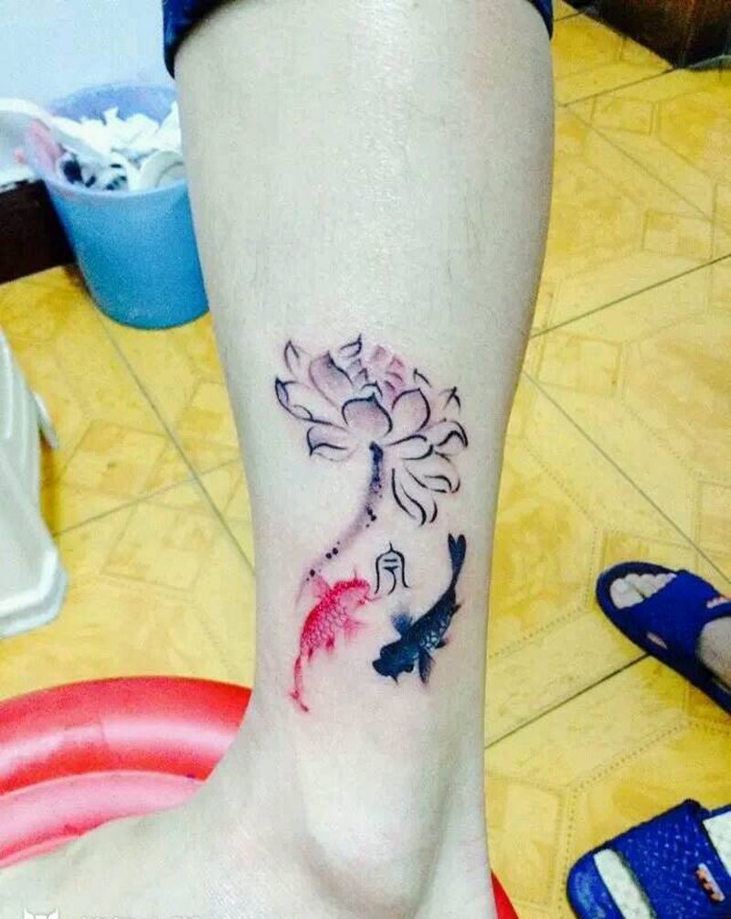 小腿小清新纹身图片