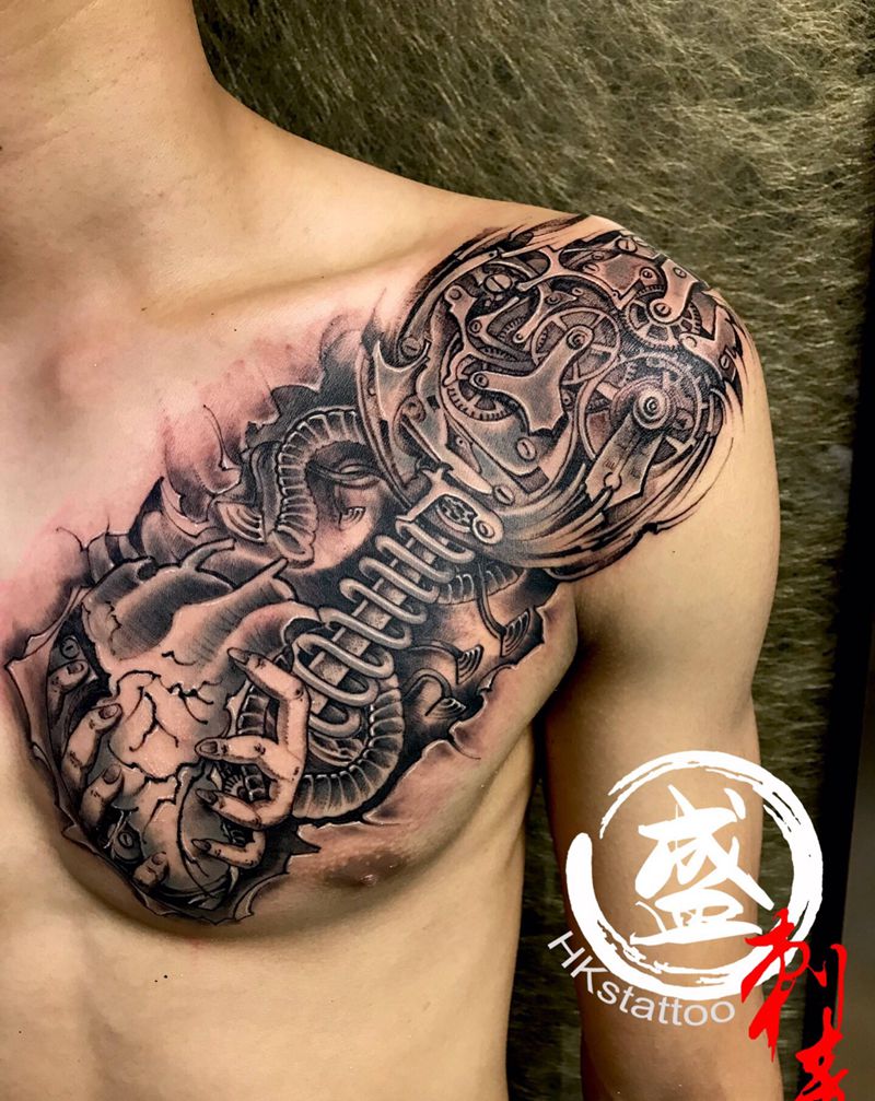 机械纹身图片