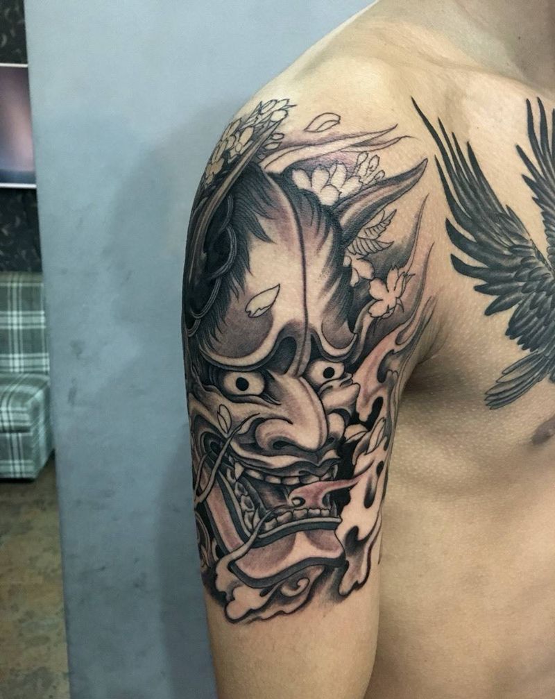 胳膊般若纹身纹身图片_手臂传统鬼神重庆纹身图案