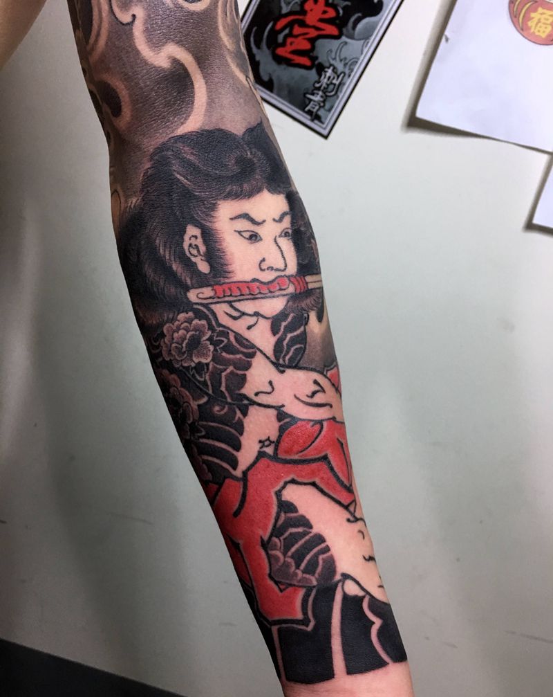 小手臂张顺纹身图片_手臂老传统重庆义雕堂刺青纹身图案