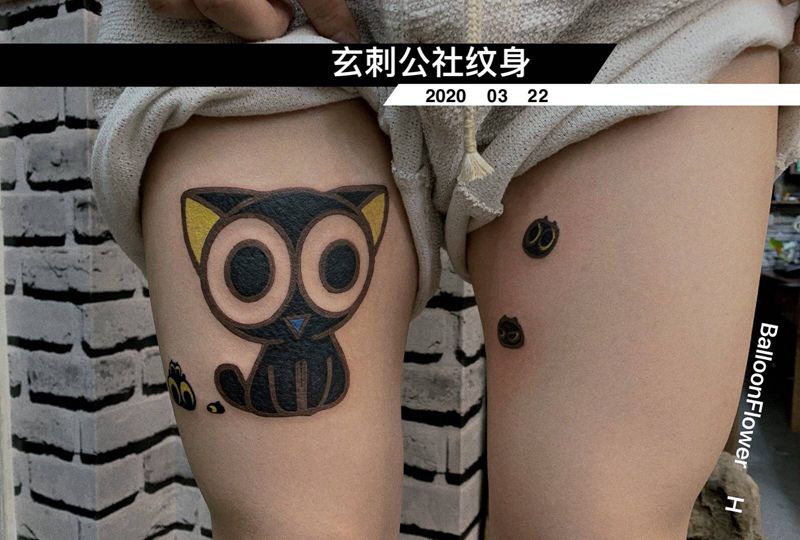 猫头鹰纹身图片_腿部纹身图案