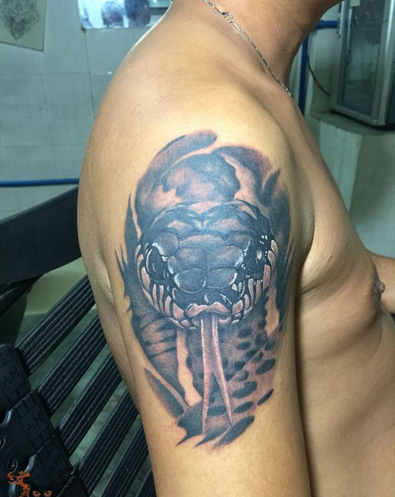 遮盖，蛇纹身图片