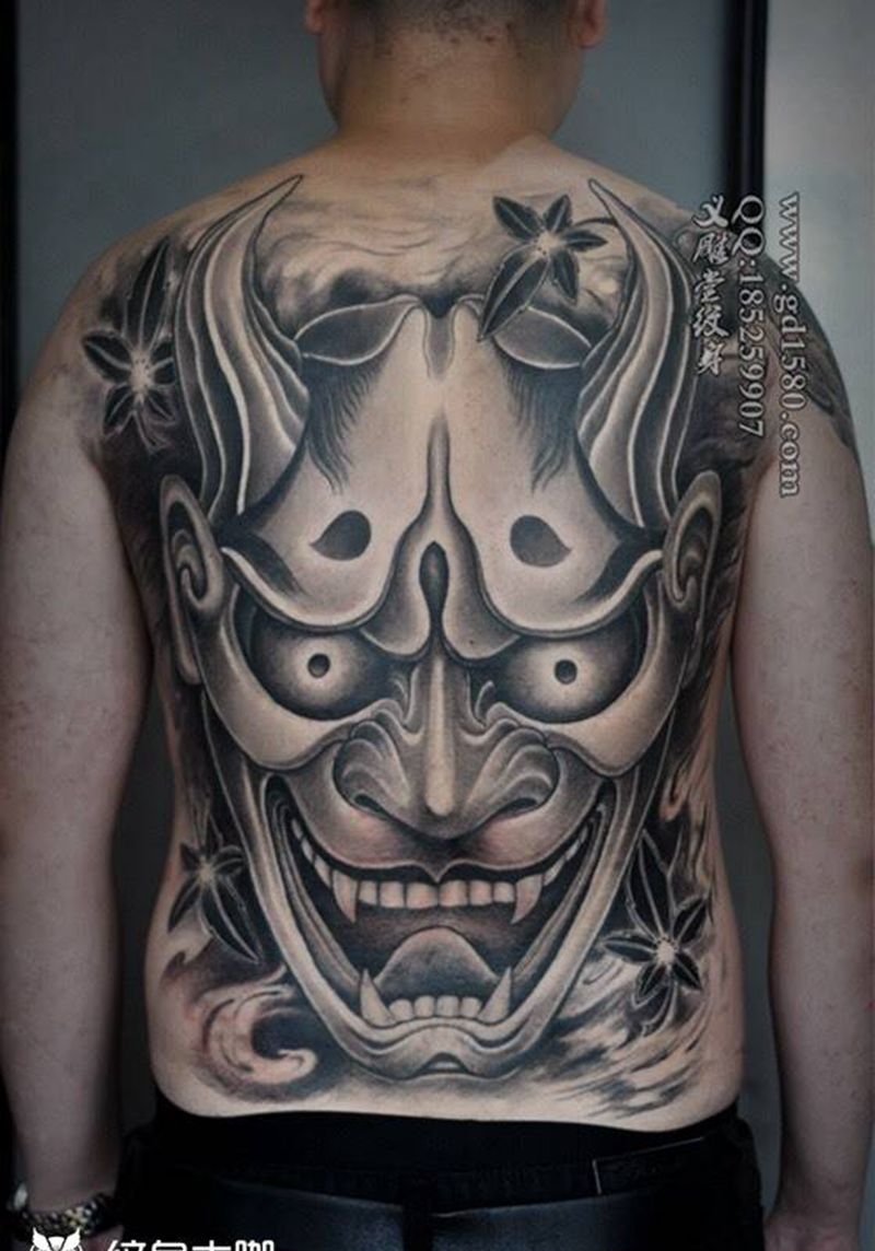 后背般若纹身纹身图片_背部传统重庆纹身图案