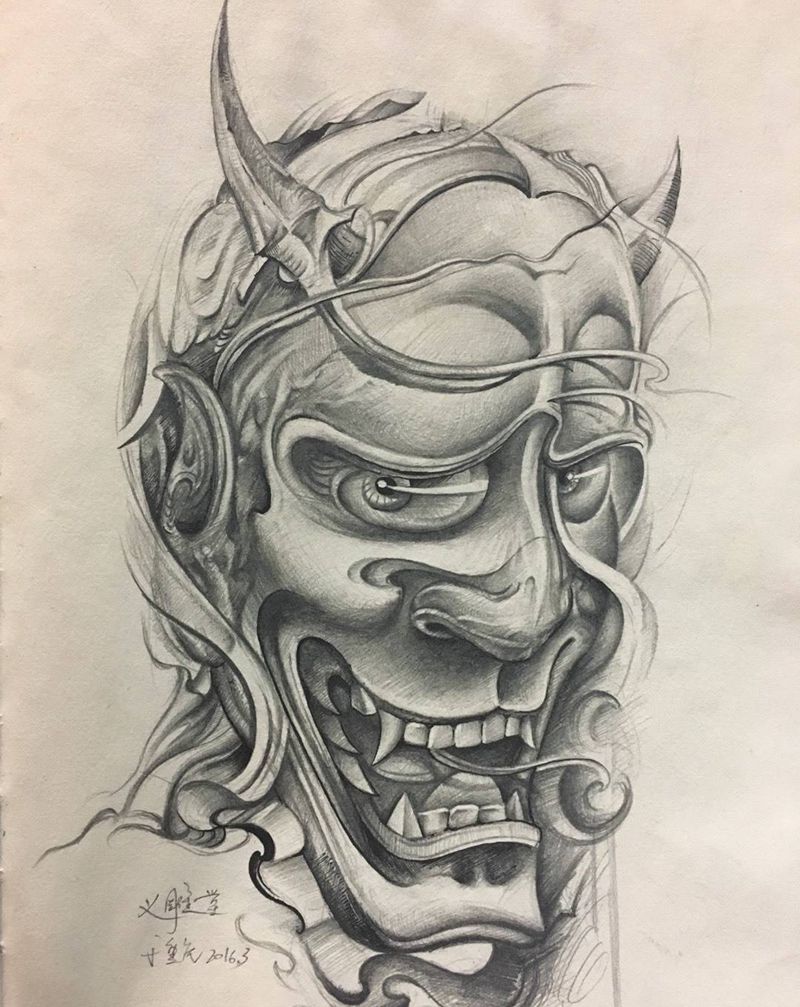 欧美版般若纹身图片_手稿写实重庆纹身图案