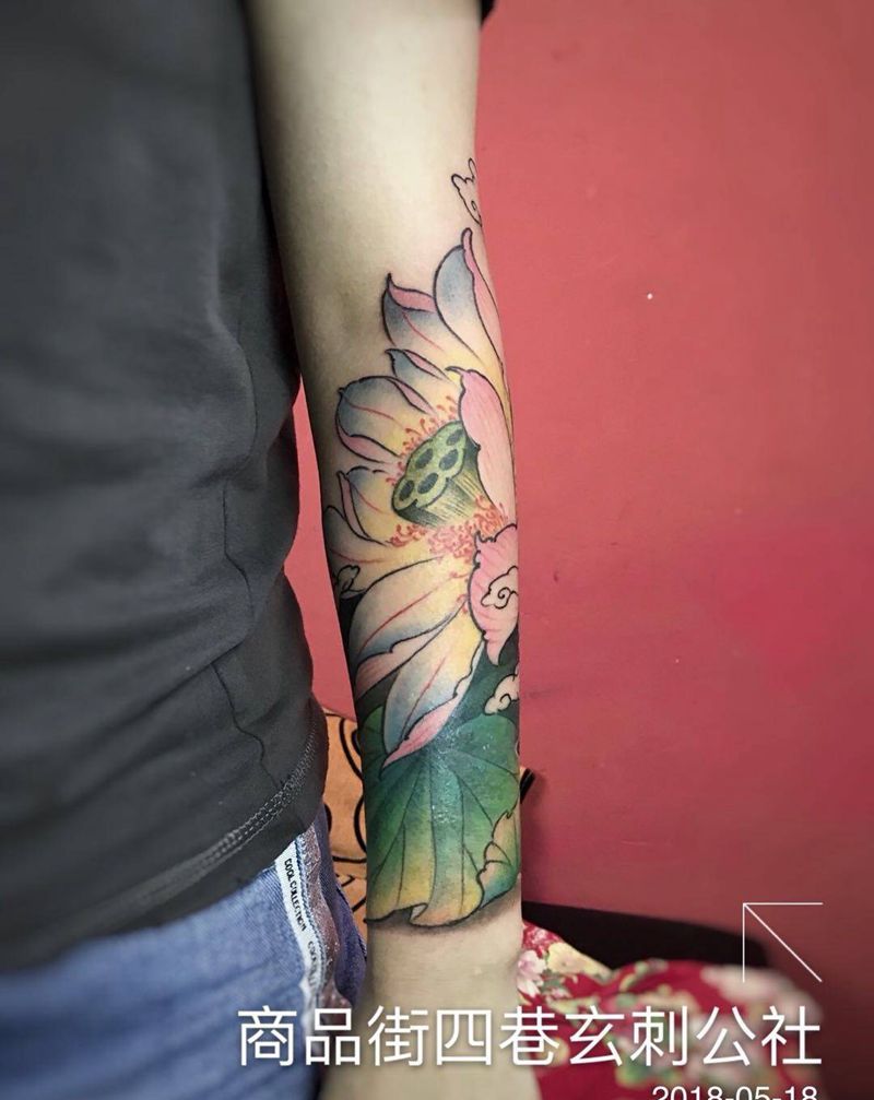 再见莲花纹身图片