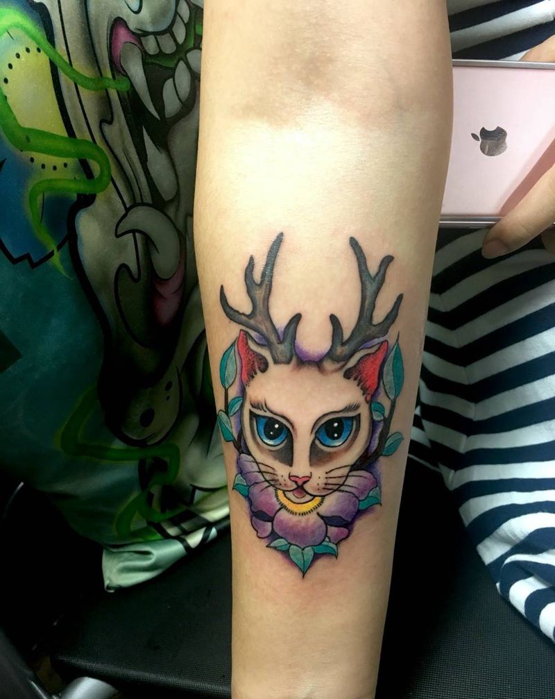 猫驴纹身纹身图片_欧美清新重庆纹身图案