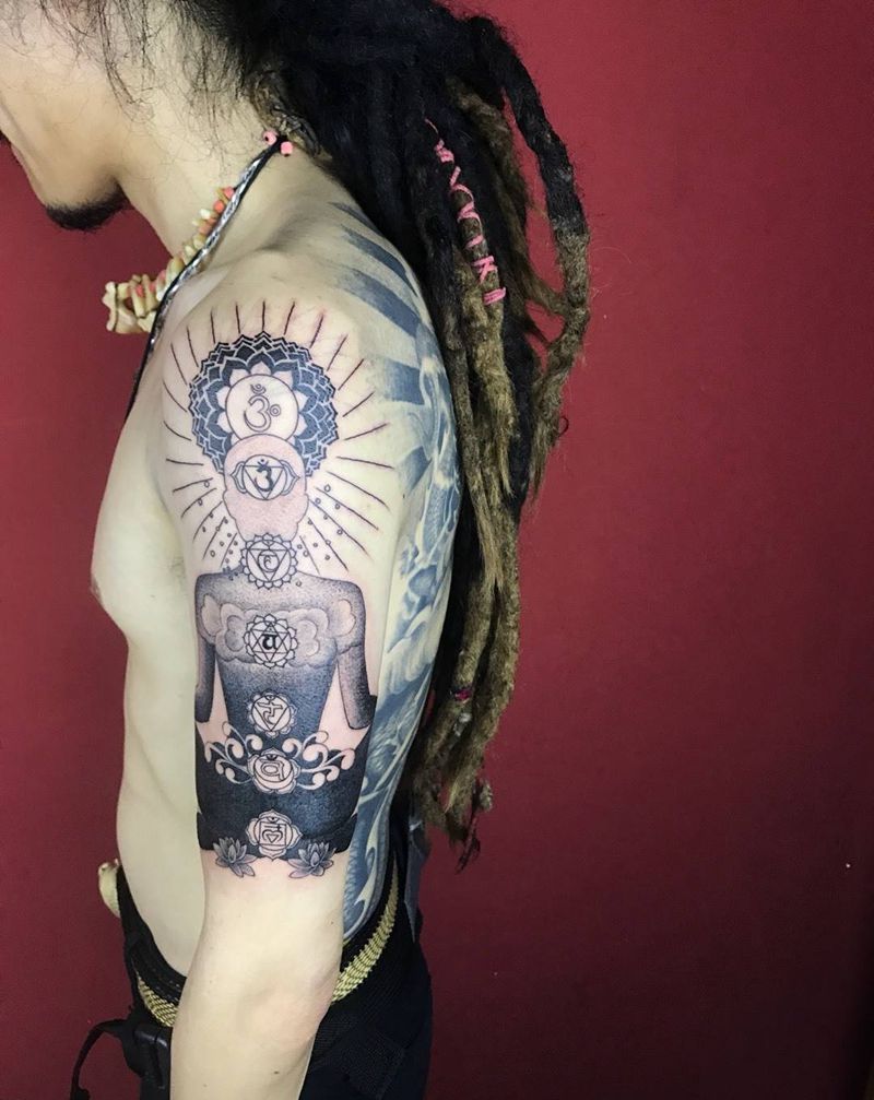 瑜伽七脉轮纹身图片