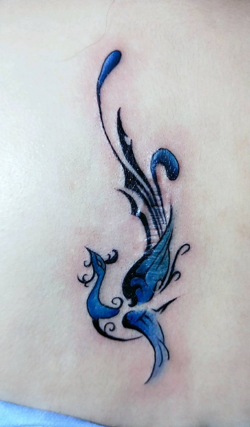 遮盖疤痕小凤凰纹身图片