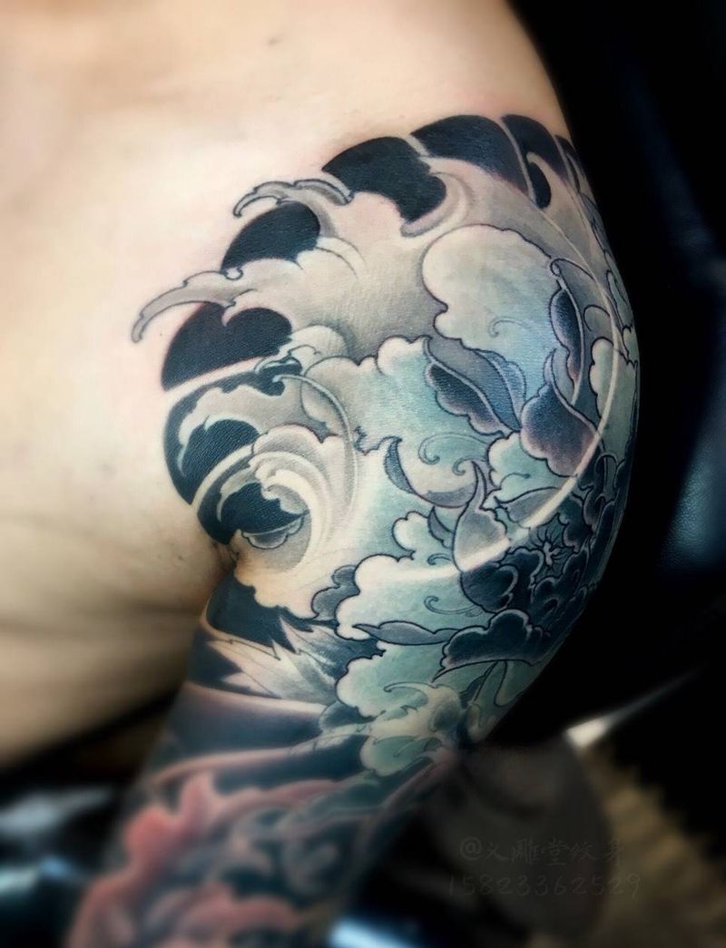 大牡丹花纹身纹身图片_传统手臂植物重庆重庆刺青义雕堂图案纹身图案