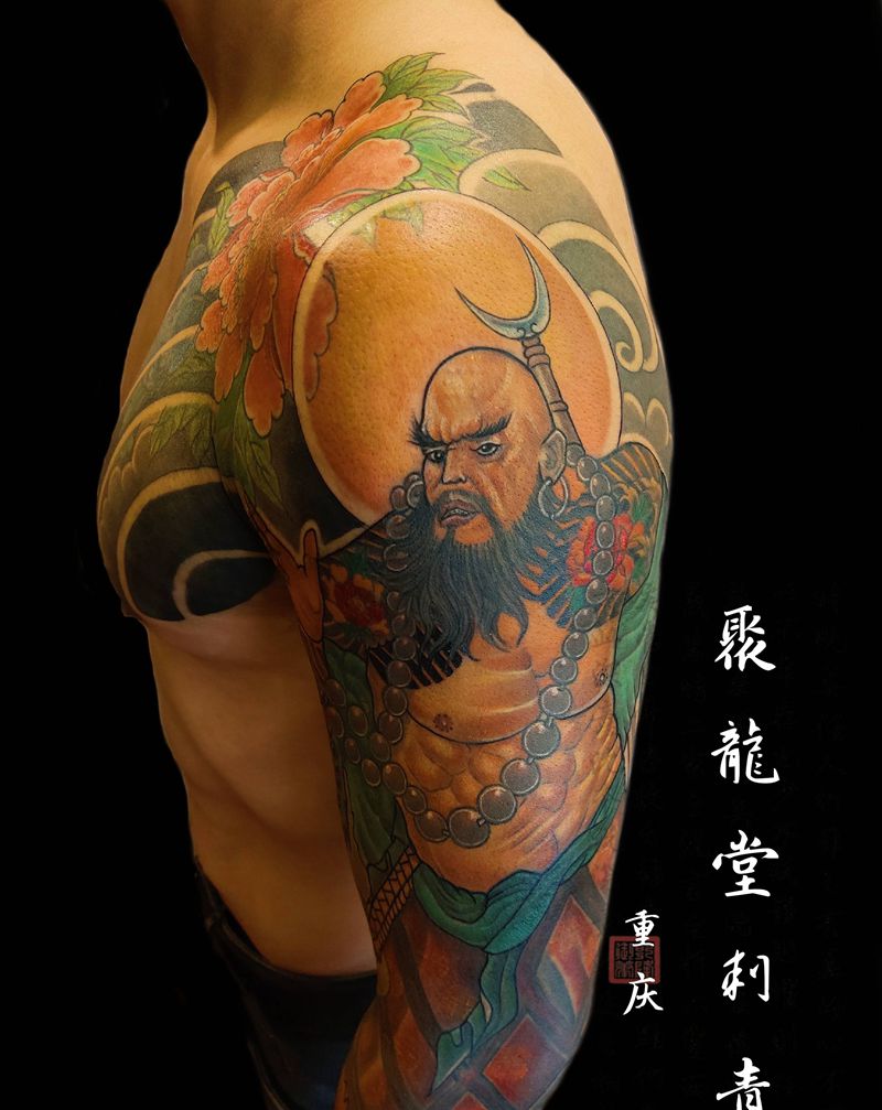 花和尚鲁智深花臂纹身图片_手臂老传统新传统纹身图案