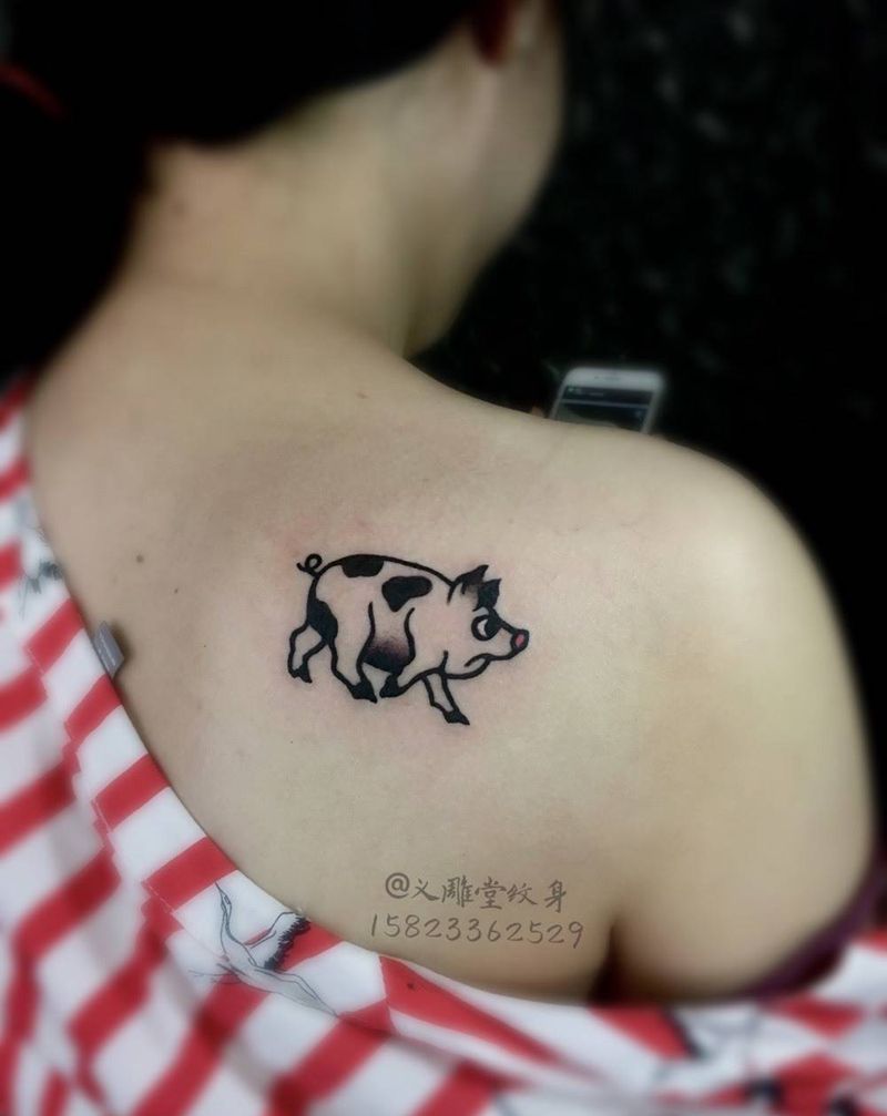 小猪文身纹身图片_清新肩部动物重庆重庆刺青图案Tattoo 图腾纹身图案