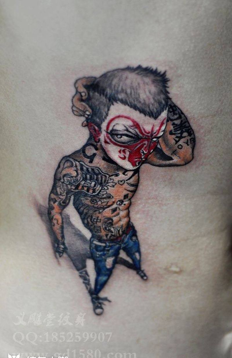 社会猴纹身纹身图片_人物重庆腹部纹身图案
