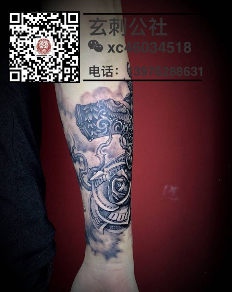 枪花，纹身图片