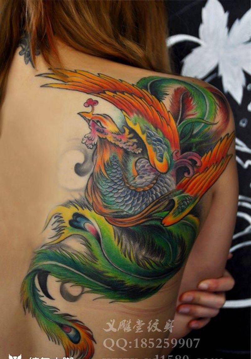 凤凰纹身纹身图片_后背tattoo刺青纹身图案