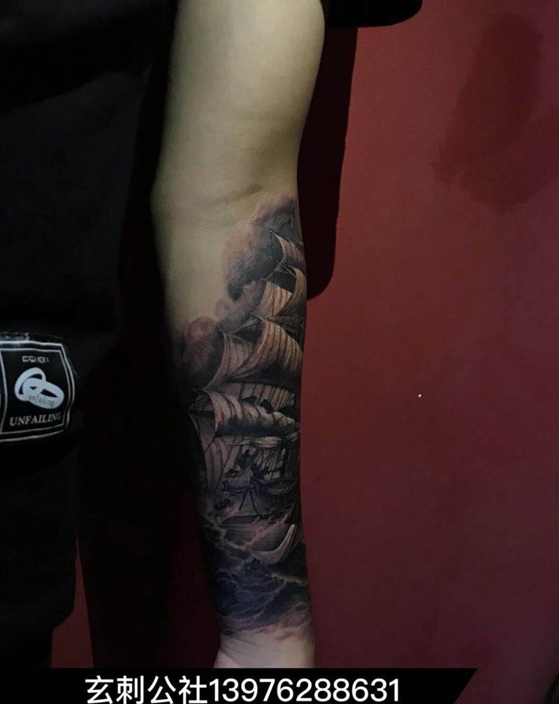 乘风破浪纹身图片