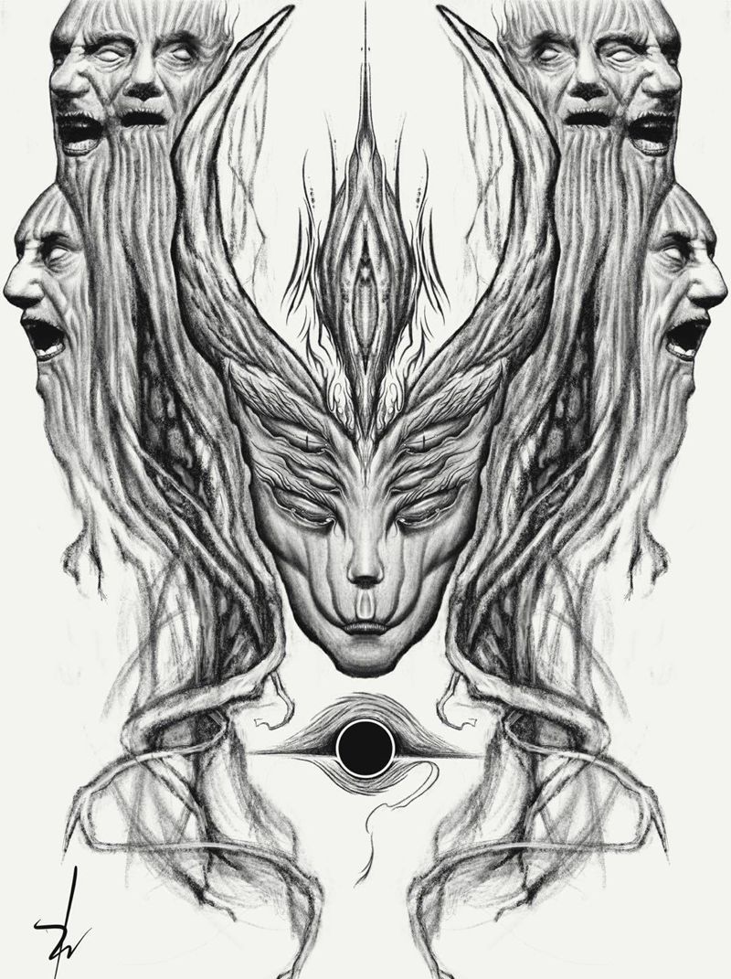 臆梦纹身图片_暗黑写实纹身图案