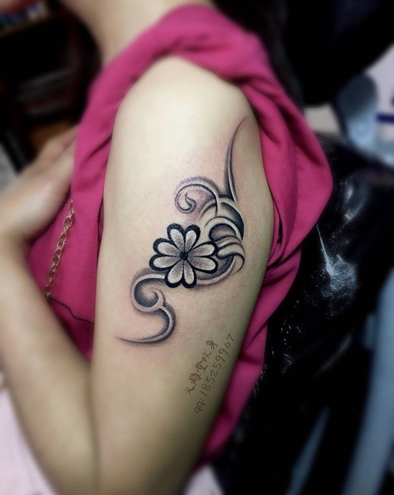 雏菊纹身纹身图片_手臂清新植物重庆纹身图案