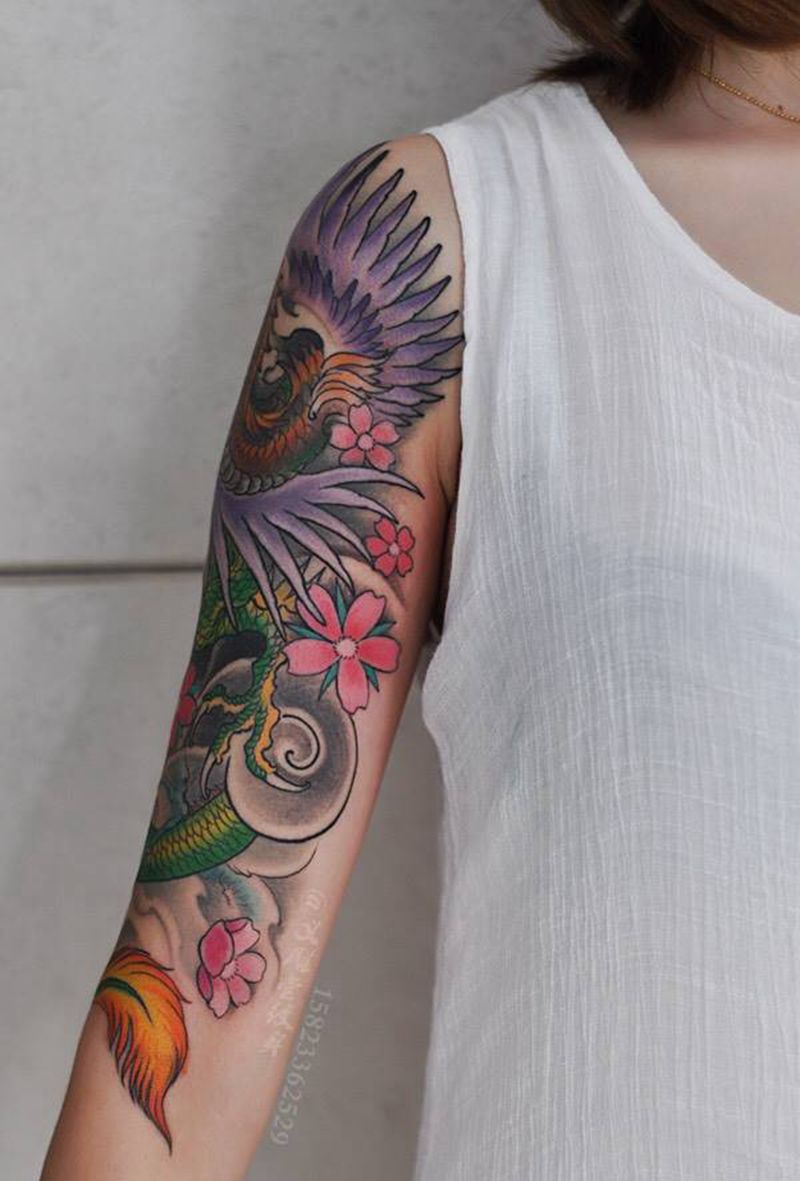 风头龙身兽纹身图片_传统动物手臂图案重庆刺青纹身图案