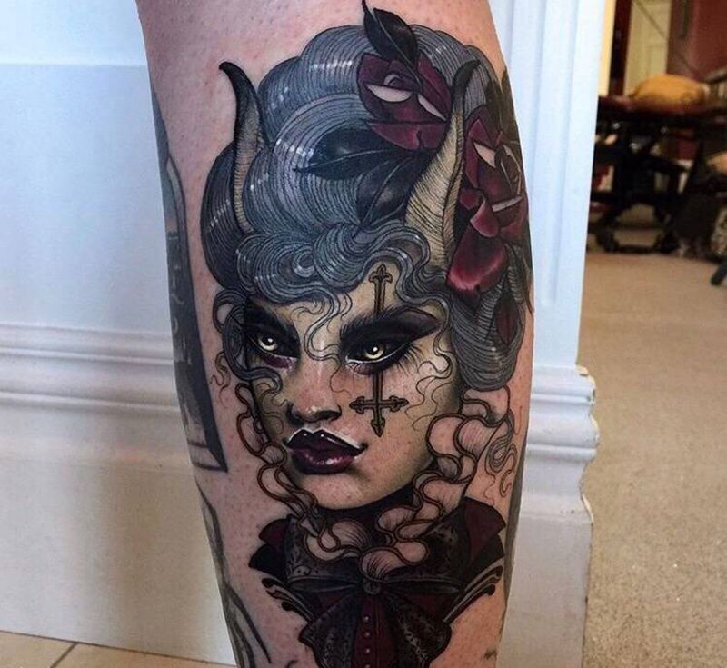 new school女郎纹身图片