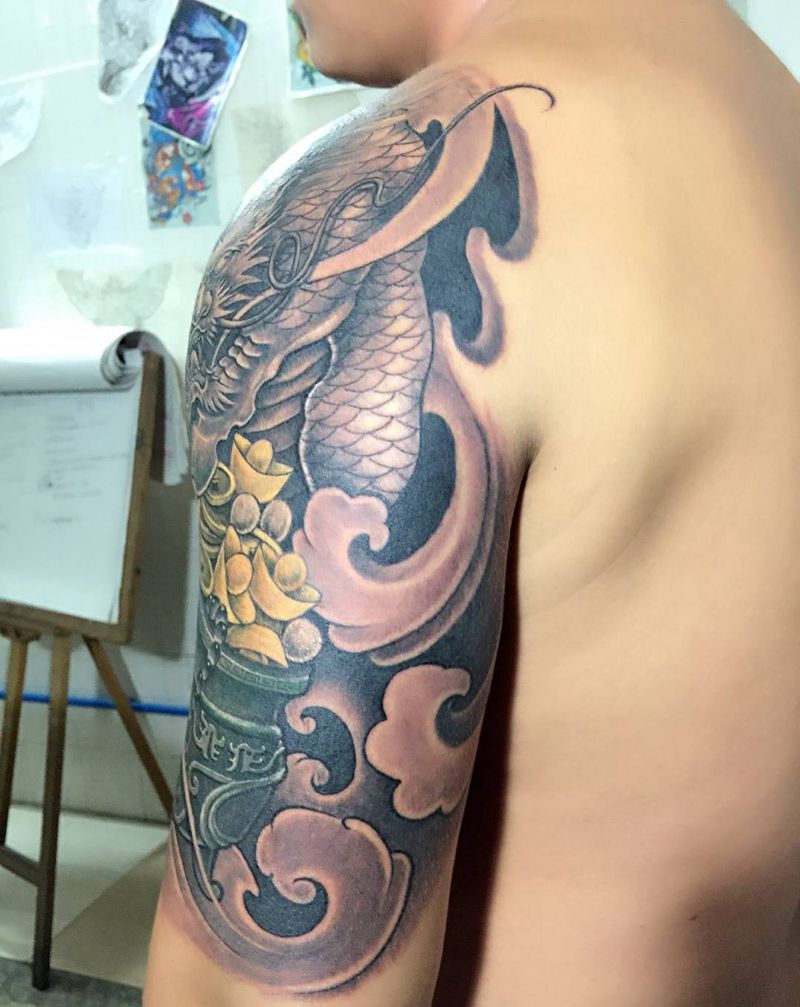 聚宝麒麟纹身图片