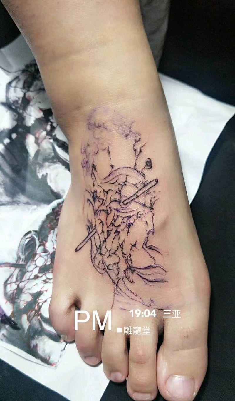 脚部佛与磨纹身图片