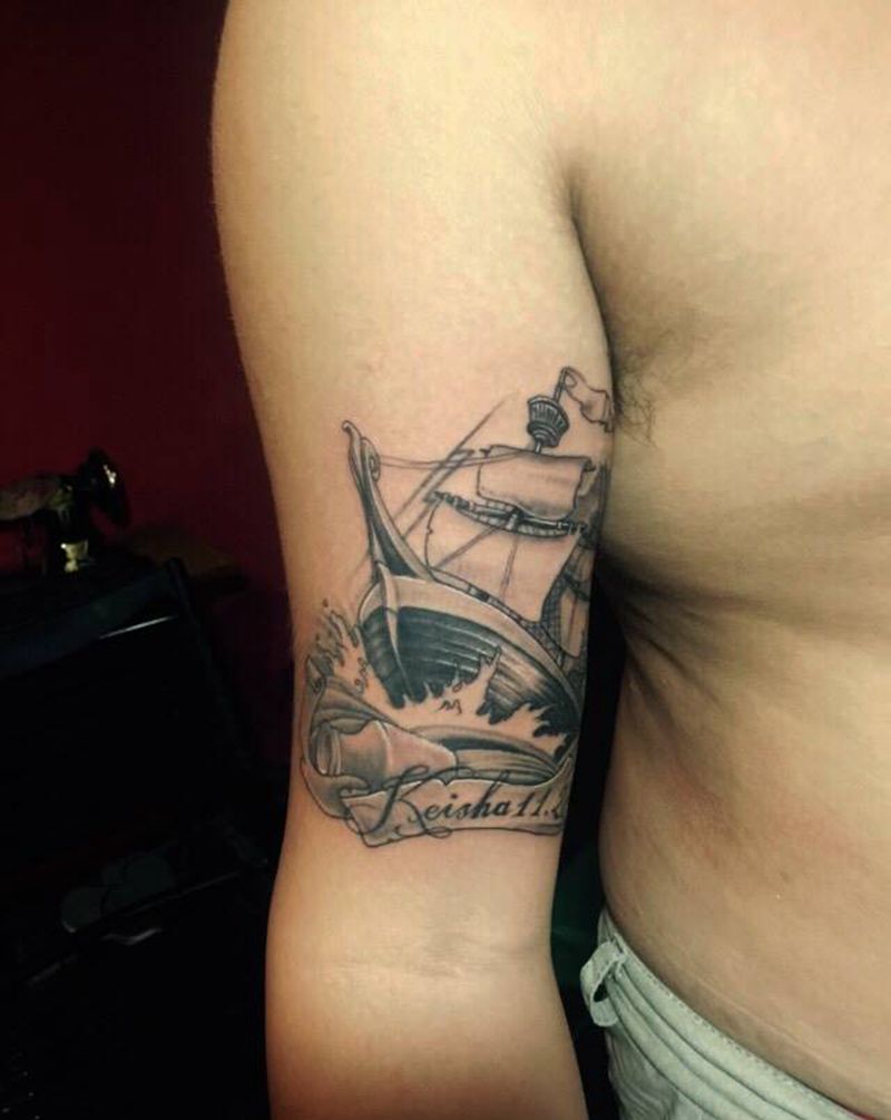 帆船纹身图片