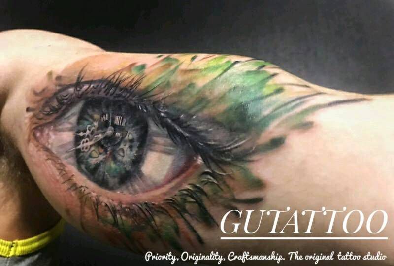 原创机械眼睛纹身图片_手臂欧美写实静物原创眼睛成品纹身图案