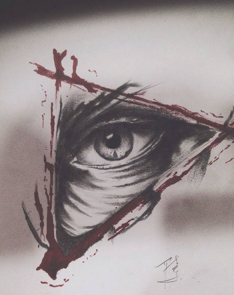 眼睛手稿纹身图片