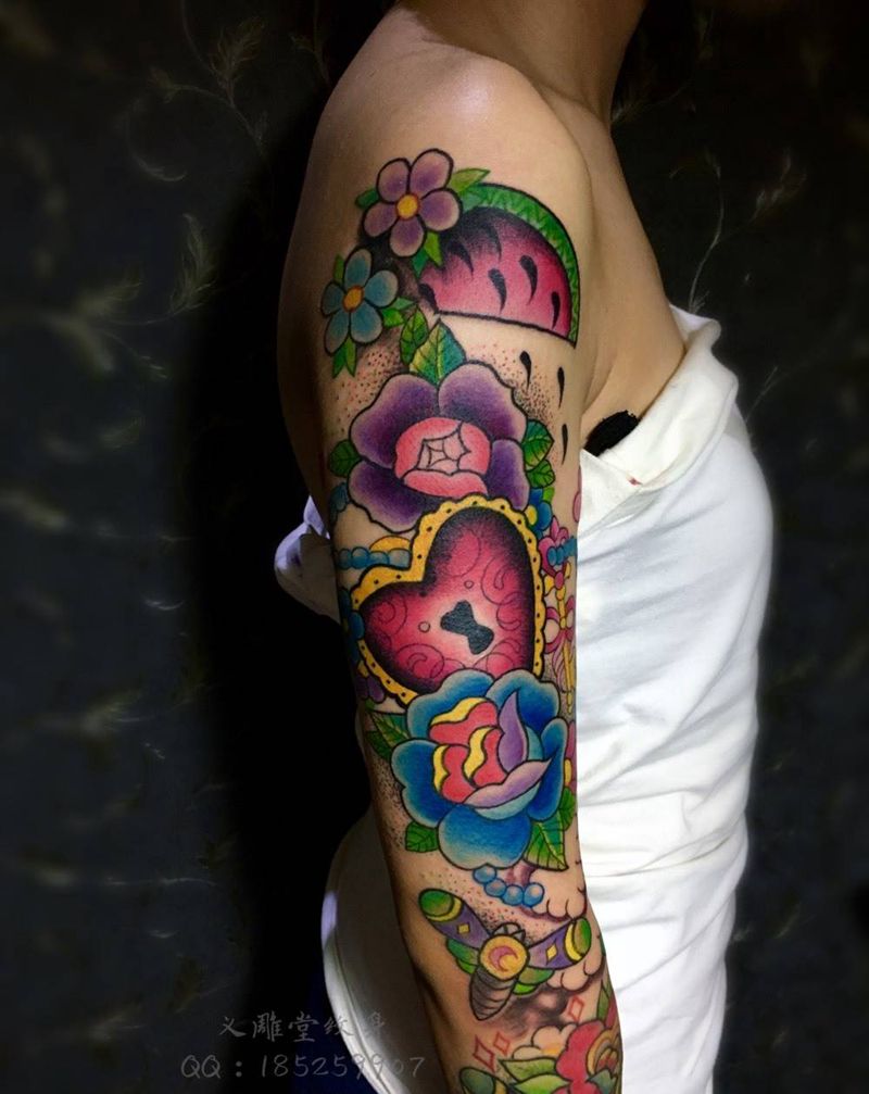 红粉少女纹身纹身图片_清新重庆tattoo纹身图案
