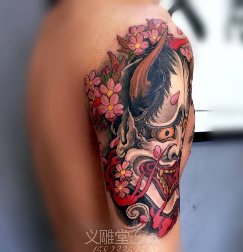 般若纹身纹身图片_手臂传统鬼神重庆重庆刺青义雕堂图案老传统刺青培训纹身图案