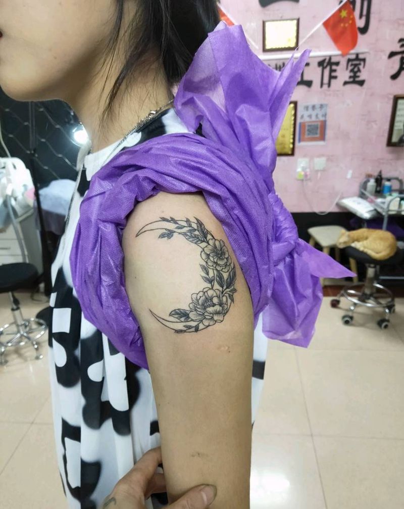 月亮花纹身图片_手臂纹身图案