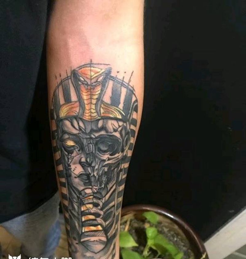 法老纹身图片_手臂几何New School纹身图案