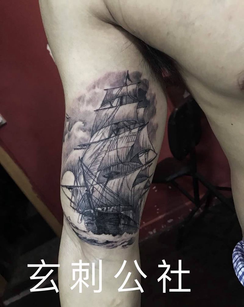 帆船纹身图片