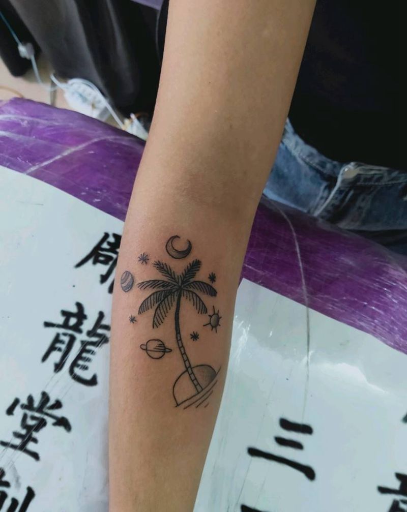 椰树纹身图片_手臂纹身图案
