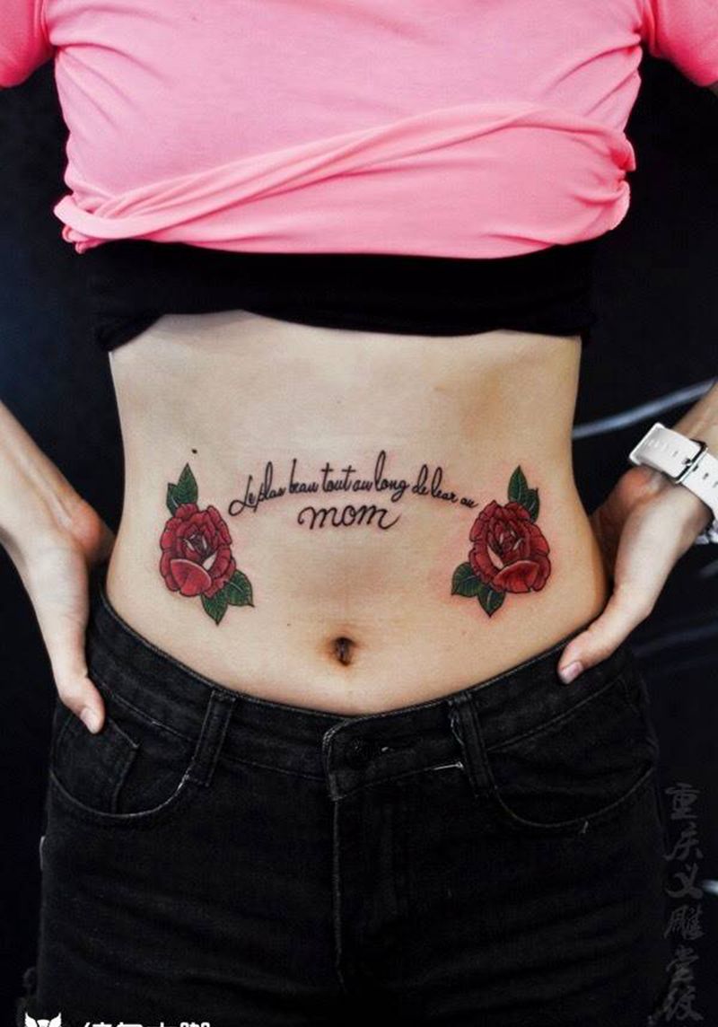 腹部纹身纹身图片_腹部清新重庆纹身图案