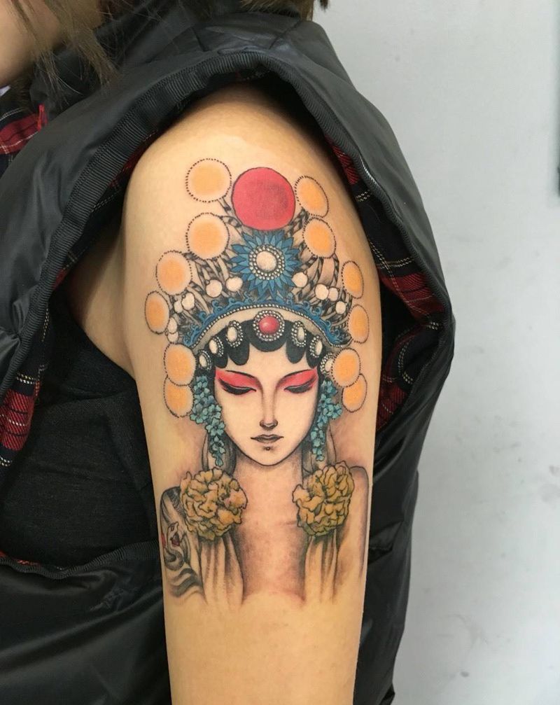 胳膊花旦纹身纹身图片_手臂重庆肖像纹身图案
