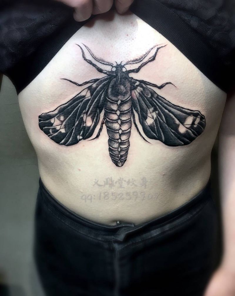 飞蛾刺青纹身图片_胸部习俗动物重庆纹身图案