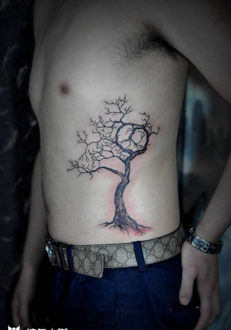 树纹身纹身图片_腰部重庆纹身图案