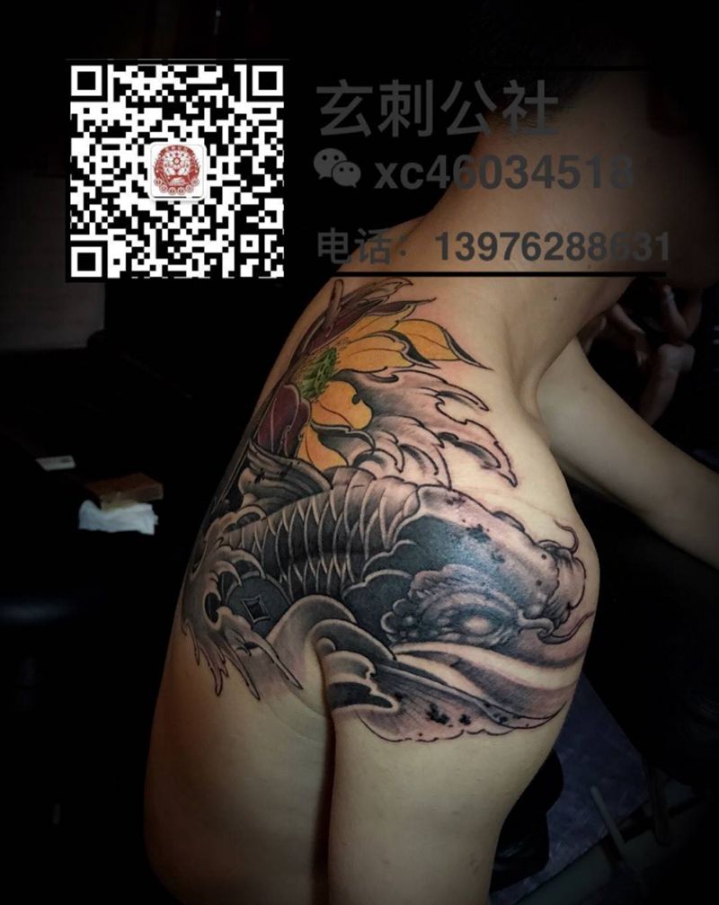 鲤鱼未完纹身图片